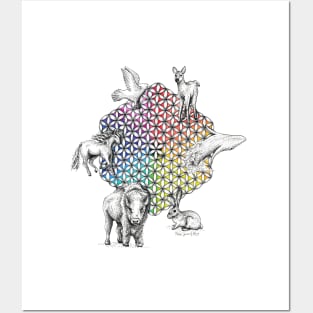 Flower of Life White Totem Animals Posters and Art